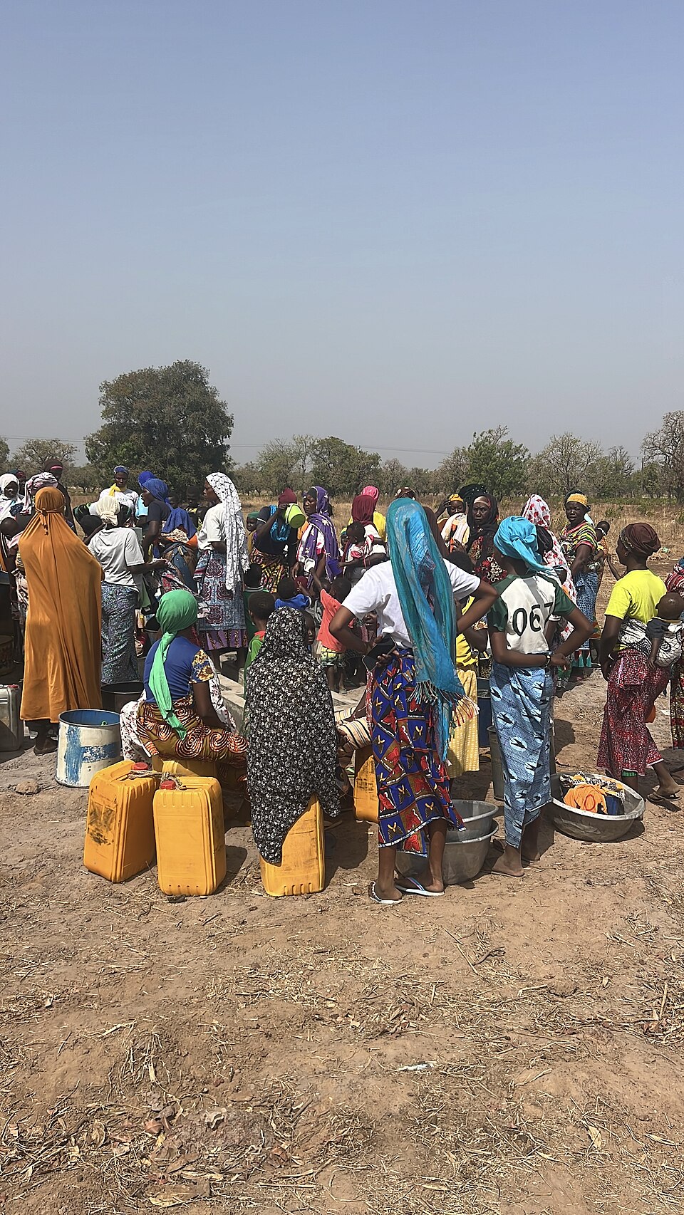 Women gathered at a borehole in Northern Ghana